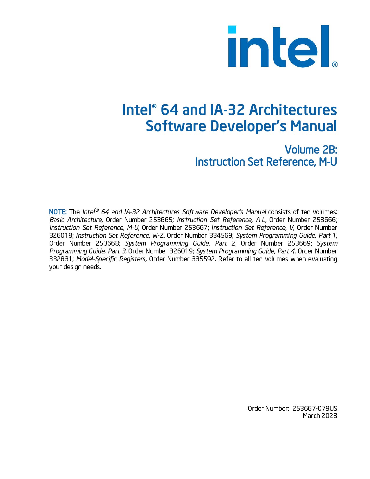 Intel® 64 and IA-32 Architectures Software Developer’s Manual, Volume 2B: Instruction Set Reference, M-U
