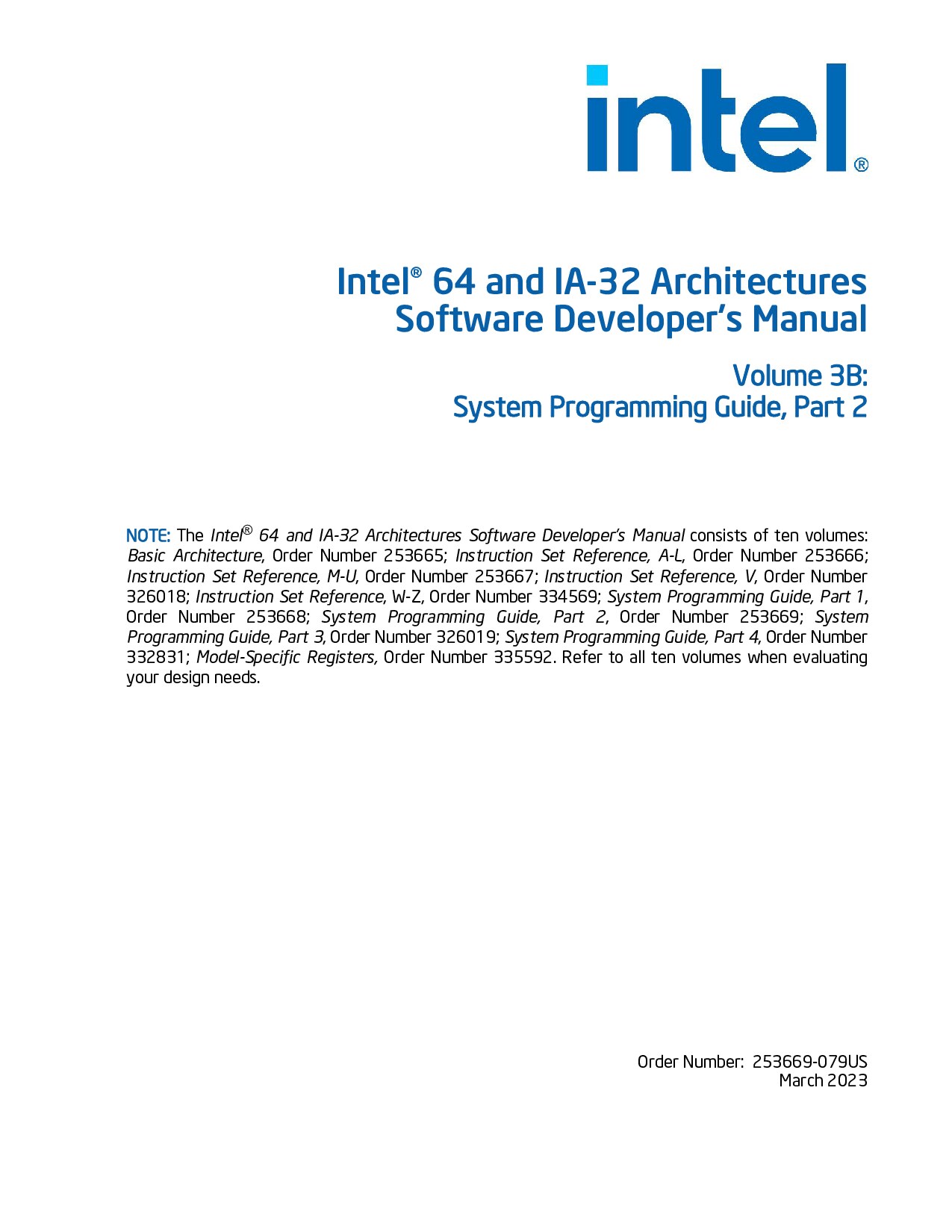 Intel® 64 and IA-32 Architectures Software Developer’s Manual, Volume 3B: System Programming Guide, Part 2
