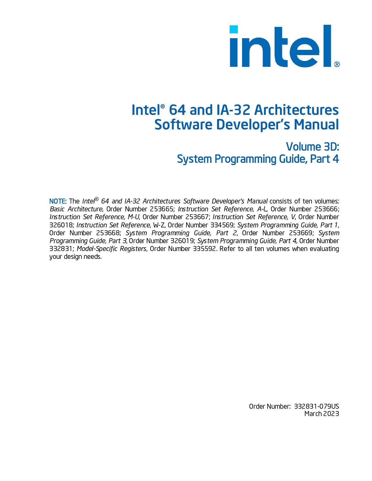 Intel® 64 and IA-32 Architectures Software Developer’s Manual, Volume 3D: System Programming Guide, Part 4