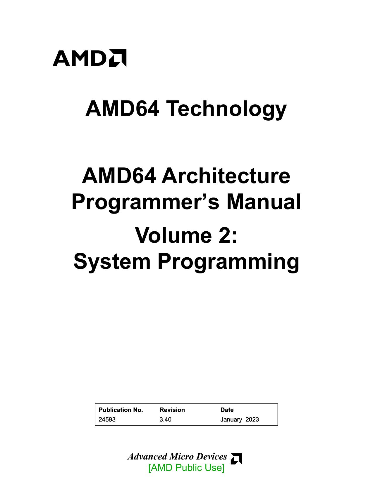 AMD64 Architecture Programmer’s Manual, Volume 2: System Programming