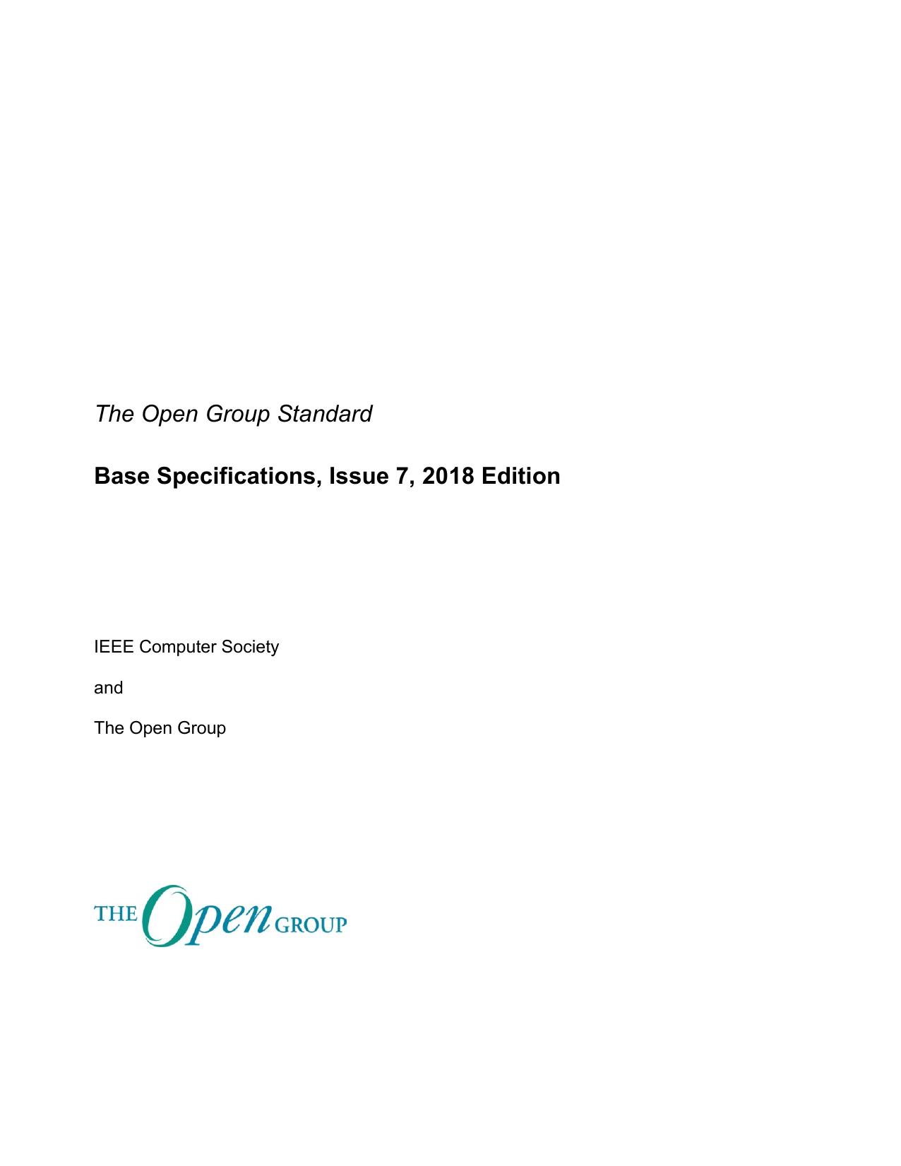 The Open Group Standard: Base Specifications, Issue 7, 2018 Edition